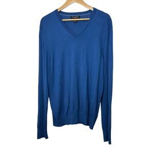 Banana Republic Luxury Blend Cashmere & Silk Blue V-Neckline Sweater Men's Large